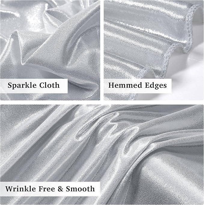 20ftx10ft Silver Sequin Backdrop Curtain for Parties, Wrinkle Free 4 Panels 5x10FT Glitter Photo Backdrop Drapes Shimmer Back Drop Cloth for Wedding Birthday Christmas Photography Background