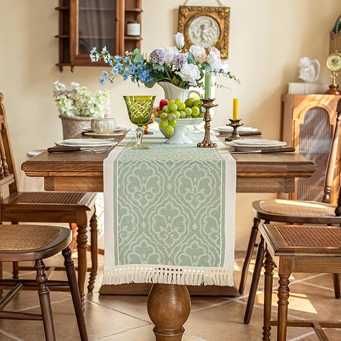 Table Runners 95 Inches,Waterproof Boho Table Runner with Tassel Fringe,Table Runner for Party Coffee Table