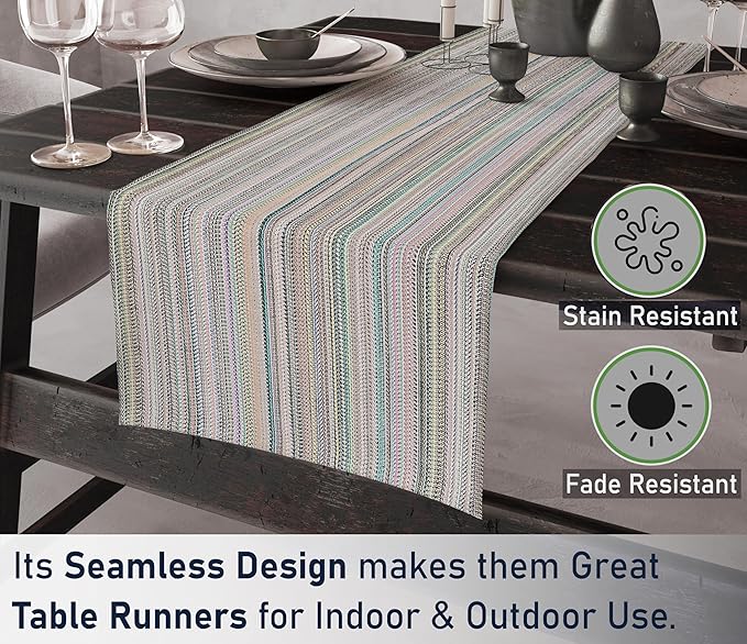 Ruvanti 100% Cotton Table Runner 108 Inches Long, Non-Slip, Stain Resistant, Washable & Reusable Table Runners Perfect for Wedding, Parties, Christmas, Holiday, in-Door use - Color More