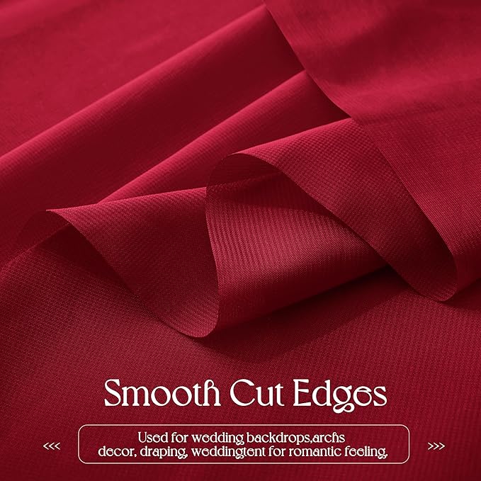 VACVELT Wedding Arch Draping Fabric - Burgundy Chiffon, 1 Panel Sheer Drapes, 30 Inch x 20ft Chiffon Backdrop Curtain, Outdoor Sheer Drapery for Ceremony Party Ceiling