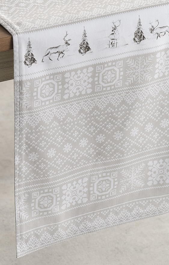 Maison d' Hermine Table Runner 100% Cotton Single Layer Table Runners 36 inches Long Decorative for Home Kitchen Dining Party Baby Shower Wedding Bridal Shower (Cozy Christmas, 14.50" x 36")