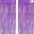 Purple Foil Fringe Party Backdrop - GREATRIL Party Streamers for Mermaid/Butterfly/Wednesdays/Star Birthdays Party Decoration - 3.2ft X 8.2ft - 2 Packs