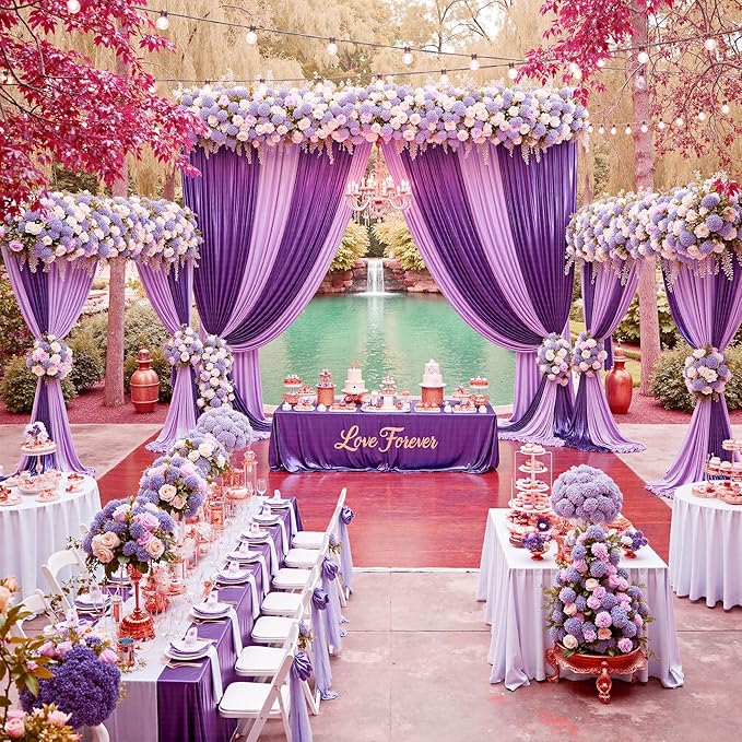 20x10ft Thick Purple Glitter Backdrop Curtain Panels for Parties, Wrinkle Free Sequin Sparking Photo Backdrop Drapes, 4 Panels 5x10ft Shimmer Back Drop Cloth for Wedding Birthday Photography