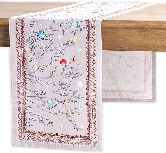 Maison d' Hermine Table Runner 100% Cotton Single Layer Table Runners 48 inches Long for Thanksgiving Christmas Decorations Home Kitchen Dining Party Wedding (Fairy Christmas, 14.5" x 48")
