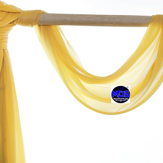 MDS Halloween Chiffon Draping Fabric - 1 Panel, 30" Wide x 75ft Long - Sheer Spooky Arbor & Canopy Drapery for Haunted House Backdrops, Party Ceilings, DIY Costumes & Themed Events - Gold