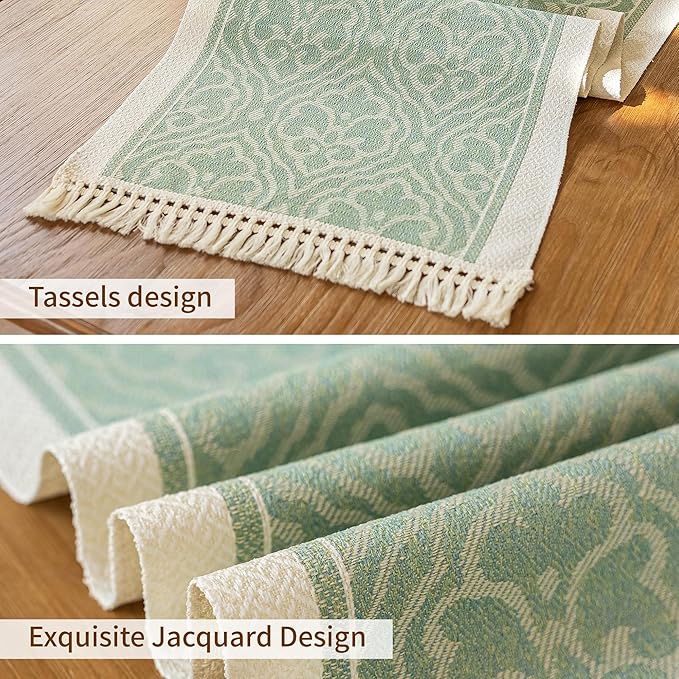 Table Runner 48 Inches Long,Waterproof Boho Table Runner with Tassel Fringe,Table Runners for Party Coffee Table