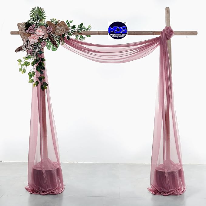 MDS Halloween Chiffon Draping Fabric - 1 Panel, 30" Wide x 100ft Long - Sheer Spooky Arbor & Canopy Drapery for Haunted House Backdrops, Party Ceilings, DIY Costumes & Themed Events - Mauva