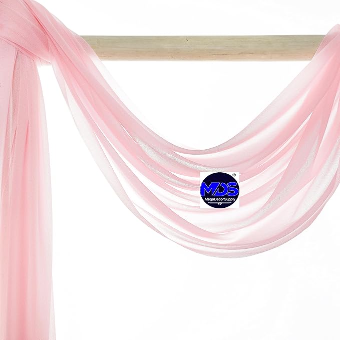 MDS Halloween Chiffon Draping Fabric - 1 Panel, 30" Wide x 40ft Long - Sheer Spooky Arbor & Canopy Drapery for Haunted House Backdrops, Party Ceilings, DIY Costumes & Themed Events - Blush Pink