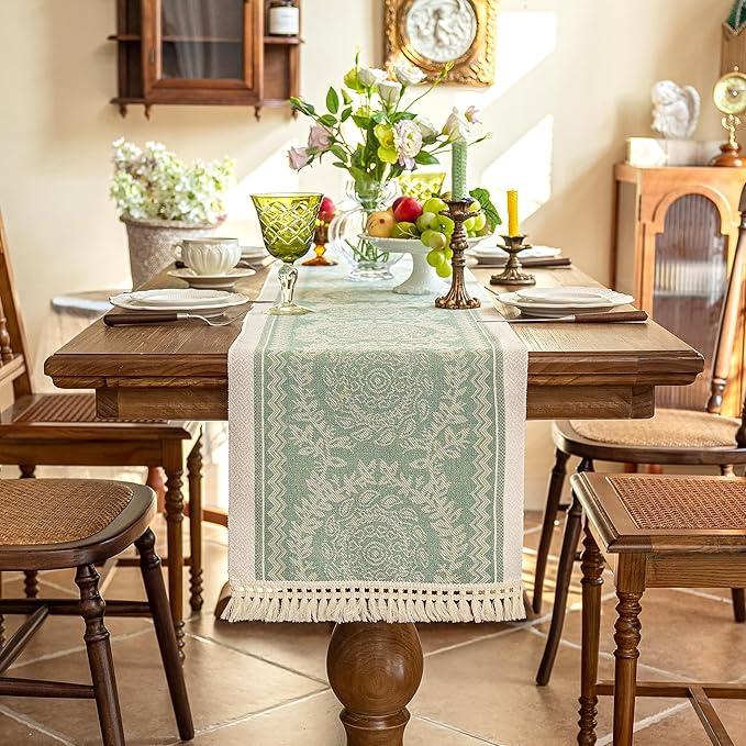 Table Runners 95 Inches,Waterproof Boho Table Runner with Tassel Fringe,Table Runner for Party Coffee Table
