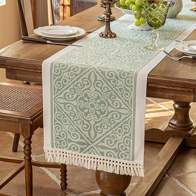 Table Runners 63 Inches,Waterproof Boho Table Runner with Tassel Fringe,Table Runner for Party Coffee Table