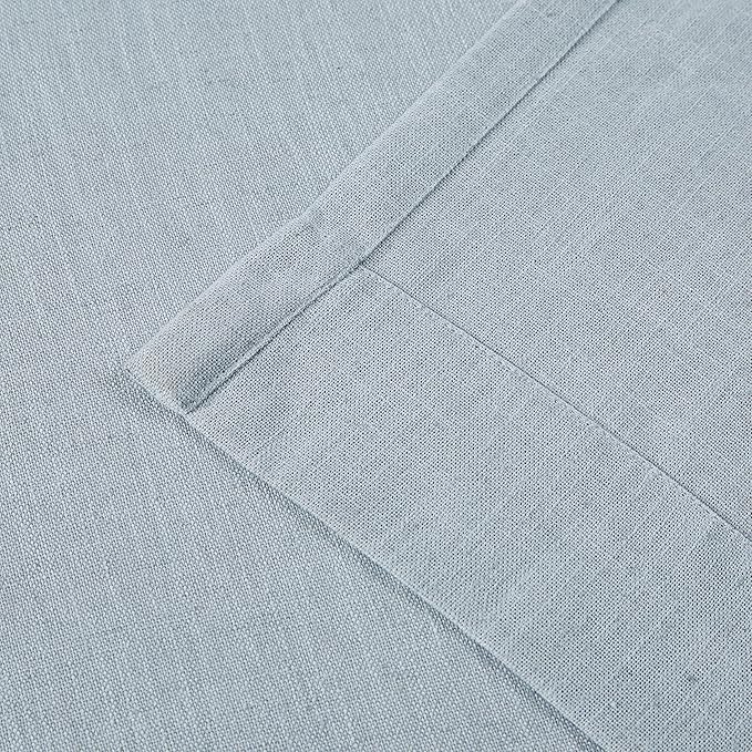 Vision Home Blue Grey Pinch Pleated Semi Sheer Curtains Textured Linen Blended Light Filtering Window Curtains 84 inch for Living Room Bedroom Patio Pinch Pleat Drapes with Hooks 1 Panel 60" Wx84 L