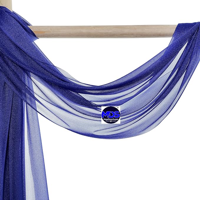 MDS Halloween Chiffon Draping Fabric - 1 Panel, 30" Wide x 75ft Long - Sheer Spooky Arbor & Canopy Drapery for Haunted House Backdrops, Party Ceilings, DIY Costumes & Themed Events - Royal Blue