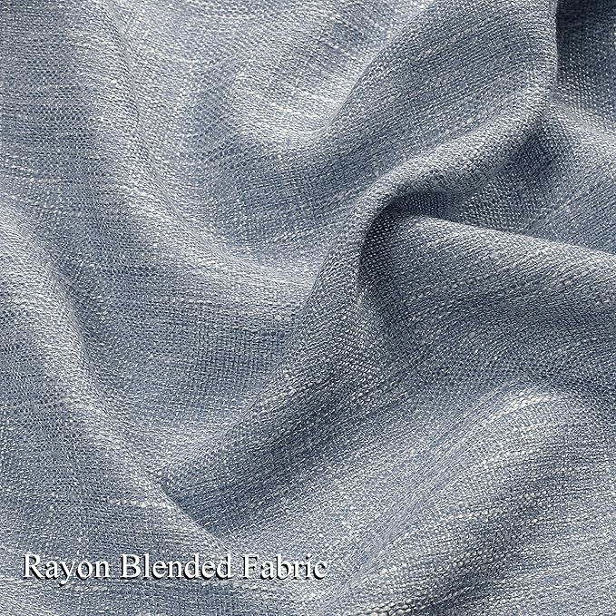 Vision Home Blue Pinch Pleated Semi Sheer Curtains Textured Light Filtering Window Curtains 120 inch for Living Room Bedroom Rayon Blend Chambray Blue Pinch Pleat Drapes with Hooks 2 Panels 40"Wx120"L