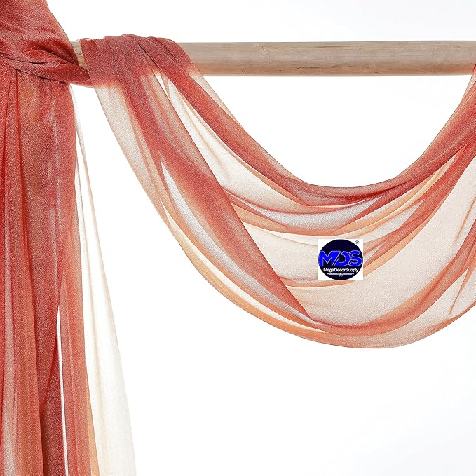 MDS Halloween Chiffon Draping Fabric - 1 Panel, 30" Wide x 75ft Long - Sheer Spooky Arbor & Canopy Drapery for Haunted House Backdrops, Party Ceilings, DIY Costumes & Themed Events - Terracotta