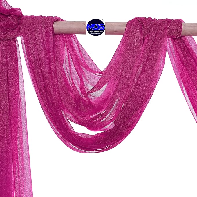 MDS Halloween Chiffon Draping Fabric - 1 Panel, 30" Wide x 50ft Long - Sheer Spooky Arbor & Canopy Drapery for Haunted House Backdrops, Party Ceilings, DIY Costumes & Themed Events - Magenta