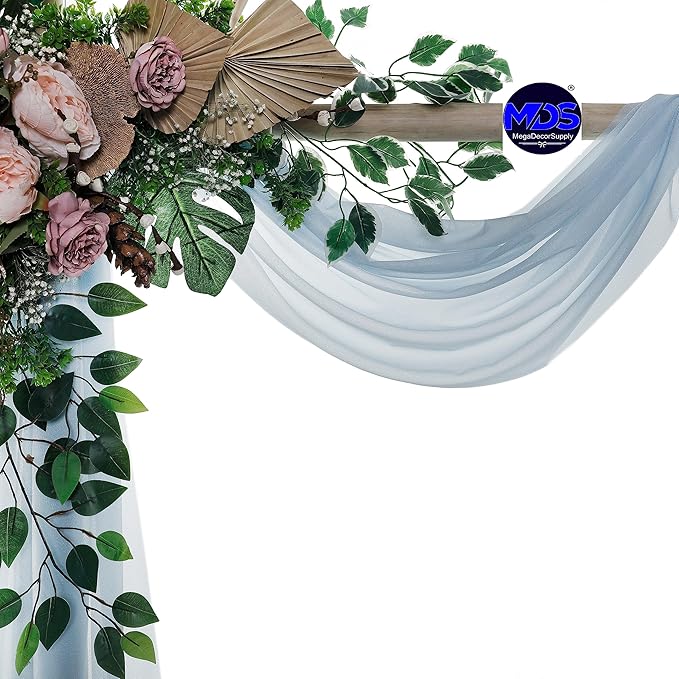 MDS Halloween Chiffon Draping Fabric - 1 Panel, 30" Wide x 20ft Long - Sheer Spooky Arbor & Canopy Drapery for Haunted House Backdrops, Party Ceilings, DIY Costumes & Themed Events - Baby Blue