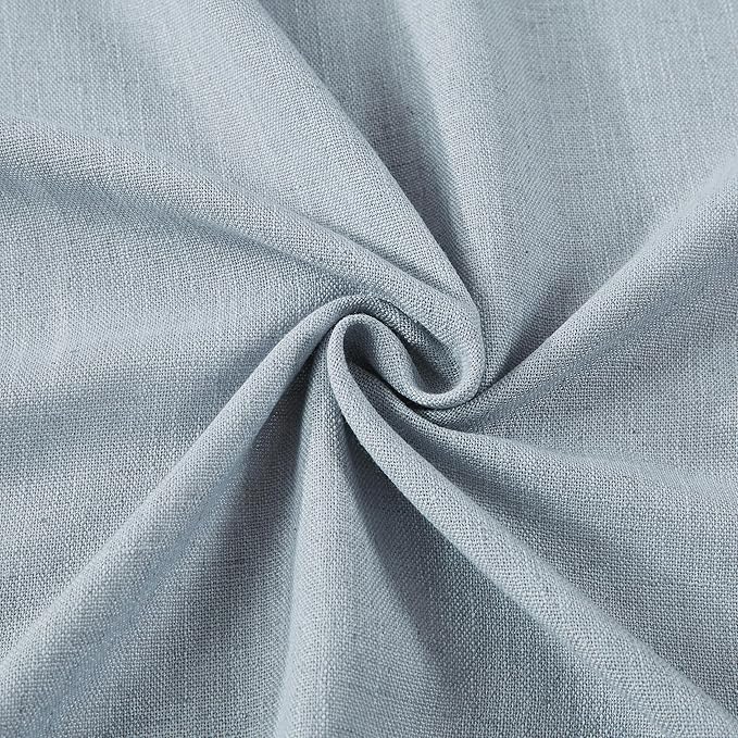 Vision Home Blue Fog Pinch Pleated Semi Sheer Curtains Textured Linen Blended Light Filtering Window Curtains 102 inch for Living Room Bedroom Patio Pinch Pleat Drapes with Hooks 1 Panel 60" Wx102 L