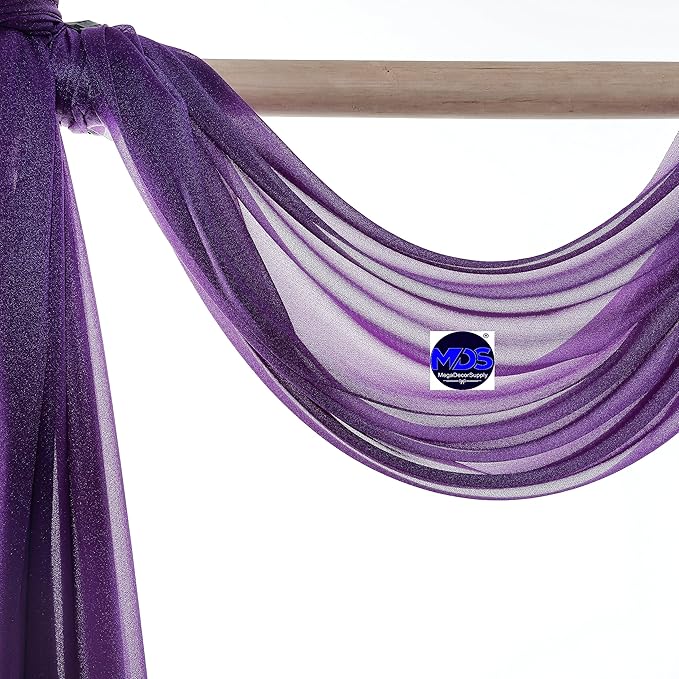 MDS Halloween Chiffon Draping Fabric - 2 Panel, 30" Wide x 20ft Long - Sheer Spooky Arbor & Canopy Drapery for Haunted House Backdrops, Party Ceilings, DIY Costumes & Themed Events - Cadbury Purple