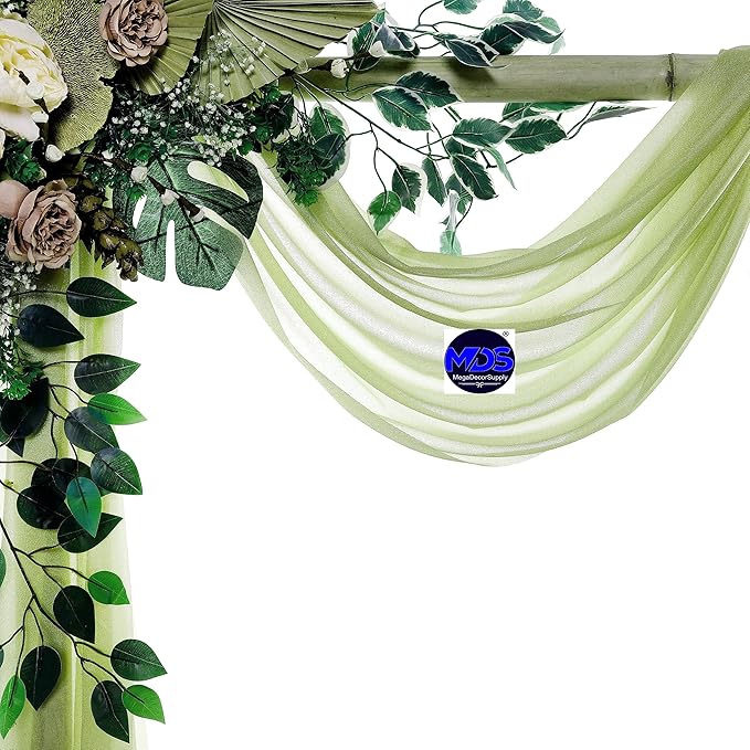 MDS Halloween Chiffon Draping Fabric - 1 Panel, 30" Wide x 40ft Long - Sheer Spooky Arbor & Canopy Drapery for Haunted House Backdrops, Party Ceilings, DIY Costumes & Themed Events - Sage Green