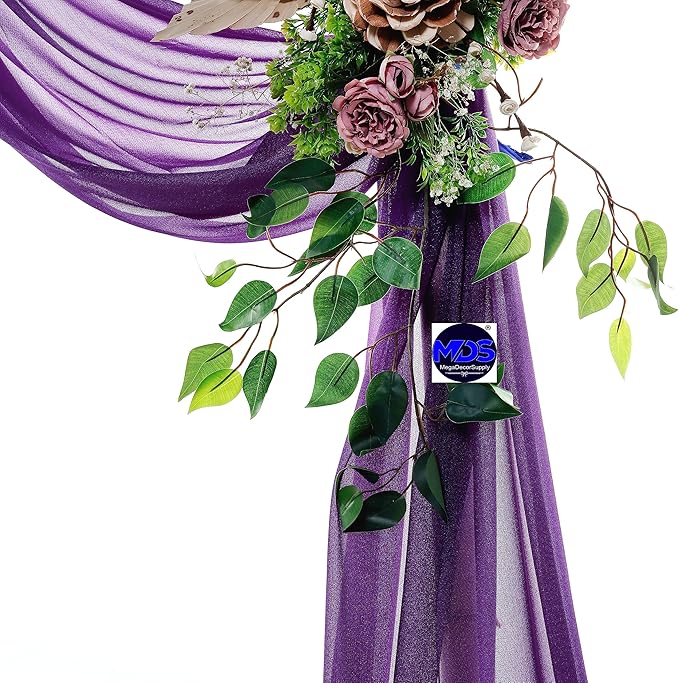MDS Halloween Chiffon Draping Fabric - 2 Panel, 30" Wide x 50ft Long - Sheer Spooky Arbor & Canopy Drapery for Haunted House Backdrops, Party Ceilings, DIY Costumes & Themed Events - Cadbury Purple