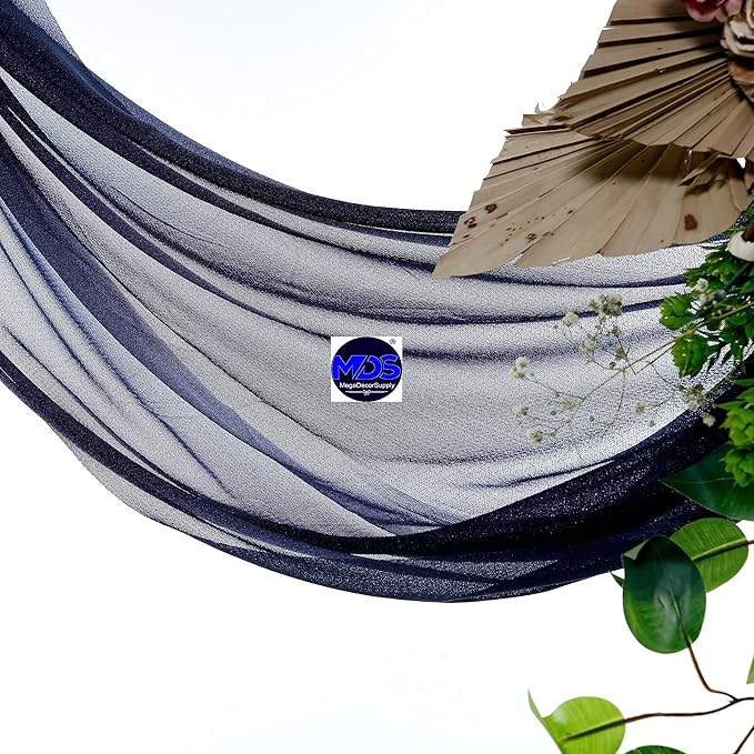 MDS Halloween Chiffon Draping Fabric - 2 Panel, 30" Wide x 50ft Long - Sheer Spooky Arbor & Canopy Drapery for Haunted House Backdrops, Party Ceilings, DIY Costumes & Themed Events - Navy Blue
