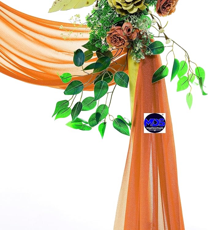 MDS Halloween Chiffon Draping Fabric - 1 Panel, 30" Wide x 20ft Long - Sheer Spooky Arbor & Canopy Drapery for Haunted House Backdrops, Party Ceilings, DIY Costumes & Themed Events - Orange