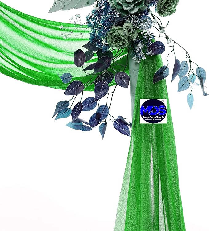 MDS Halloween Chiffon Draping Fabric - 1 Panel, 30" Wide x 30ft Long - Sheer Spooky Arbor & Canopy Drapery for Haunted House Backdrops, Party Ceilings, DIY Costumes & Themed Events - Green