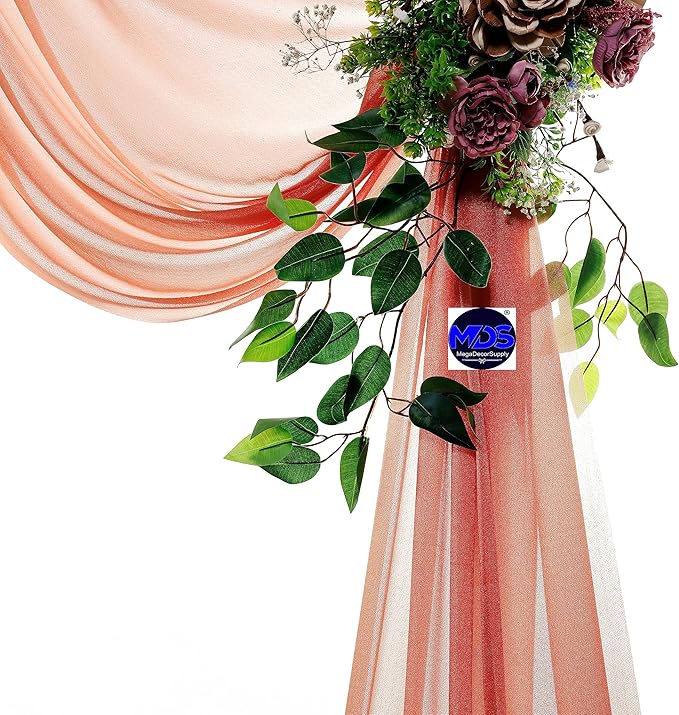 MDS Halloween Chiffon Draping Fabric - 1 Panel, 30" Wide x 40ft Long - Sheer Spooky Arbor & Canopy Drapery for Haunted House Backdrops, Party Ceilings, DIY Costumes & Themed Events - Terracotta