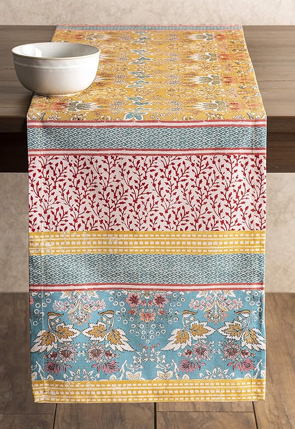 Maison d' Hermine Table Runner 100% Cotton Single Layer Table Runners 72 inches Long Decorative for Home Kitchen Dining Party Baby Shower Wedding Bridal Shower Spring Summer (Marquise, 14.50" x 72")