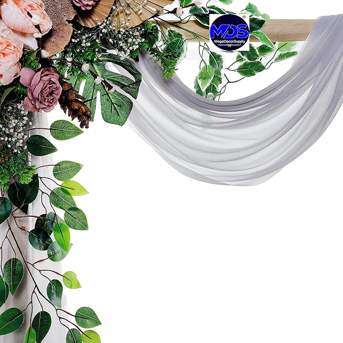 MDS Halloween Chiffon Draping Fabric - 1 Panel, 30" Wide x 20ft Long - Sheer Spooky Arbor & Canopy Drapery for Haunted House Backdrops, Party Ceilings, DIY Costumes & Themed Events - Cool Gray