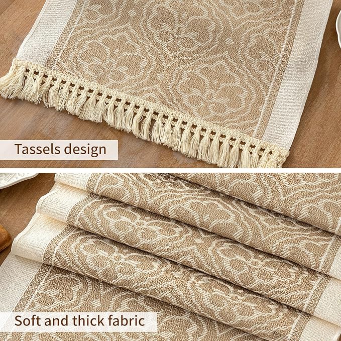 Table Runners 95 Inches,Waterproof Boho Table Runner with Tassel Fringe,Table Runner for Party Coffee Table