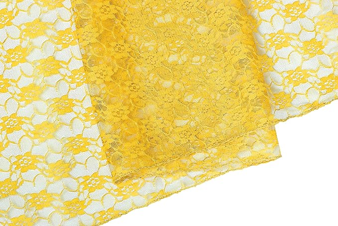 MDS Pack of 20 Wedding 12 x 108 inches Lace Table Runner for Wedding, Decorations for Birthday Parties, Banquets, Graduations, Engagements, and Runners fit Rectangle, Round Table- Yellow Gold