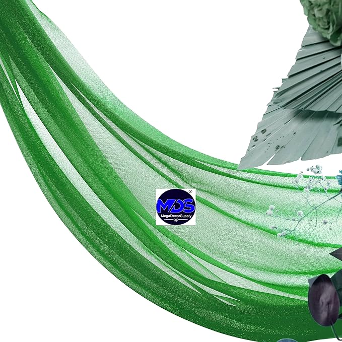 MDS Halloween Chiffon Draping Fabric - 2 Panel, 30" Wide x 40ft Long - Sheer Spooky Arbor & Canopy Drapery for Haunted House Backdrops, Party Ceilings, DIY Costumes & Themed Events - Green
