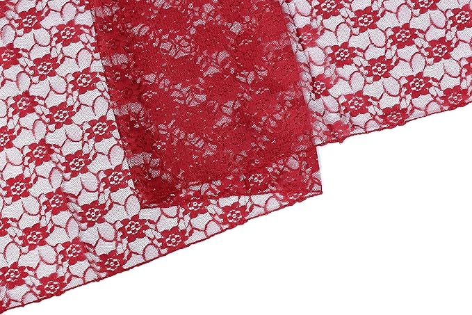 MDS Pack of 25 Wedding 12 x 108 inches Lace Table Runner for Wedding, Decorations for Birthday Parties, Banquets, Graduations, Engagements, and Runners fit Rectangle, Round Table- Apple red