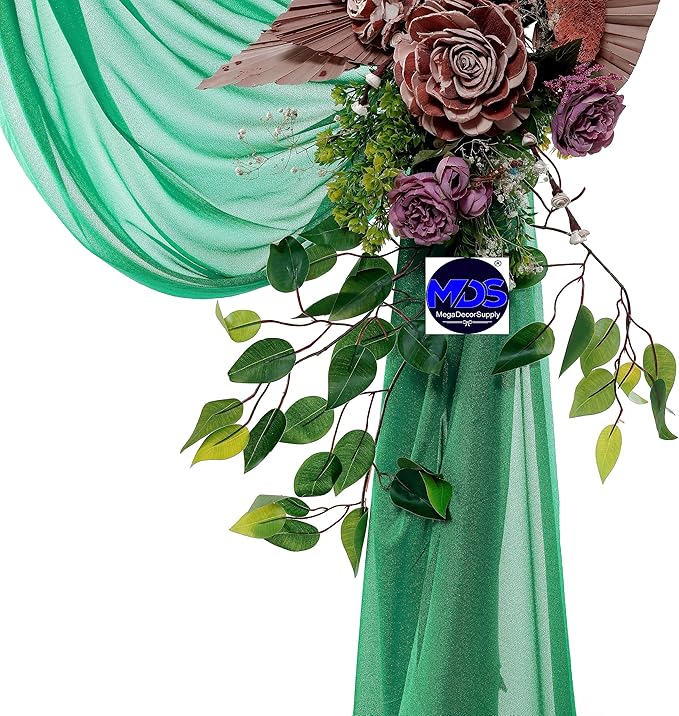 MDS Halloween Chiffon Draping Fabric - 1 Panel, 30" Wide x 50ft Long - Sheer Spooky Arbor & Canopy Drapery for Haunted House Backdrops, Party Ceilings, DIY Costumes & Themed Events - Emerald Green