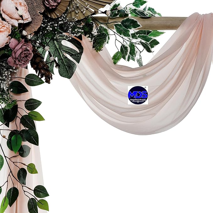 MDS Halloween Chiffon Draping Fabric - 2 Panel, 30" Wide x 100ft Long - Sheer Spooky Arbor & Canopy Drapery for Haunted House Backdrops, Party Ceilings, DIY Costumes & Themed Events - Nude