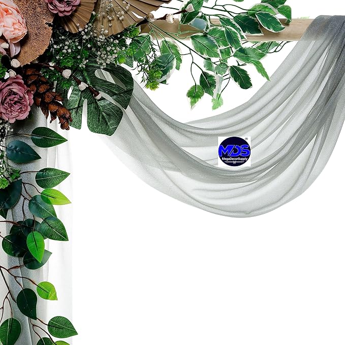 MDS Halloween Chiffon Draping Fabric - 1 Panel, 30" Wide x 20ft Long - Sheer Spooky Arbor & Canopy Drapery for Haunted House Backdrops, Party Ceilings, DIY Costumes & Themed Events - Gray