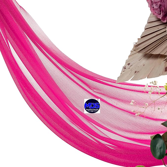 MDS Halloween Chiffon Draping Fabric - 1 Panel, 30" Wide x 100ft Long - Sheer Spooky Arbor & Canopy Drapery for Haunted House Backdrops, Party Ceilings, DIY Costumes & Themed Events - Hot Pink