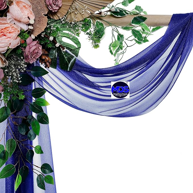 MDS Halloween Chiffon Draping Fabric - 2 Panel, 30" Wide x 20ft Long - Sheer Spooky Arbor & Canopy Drapery for Haunted House Backdrops, Party Ceilings, DIY Costumes & Themed Events - Royal Blue
