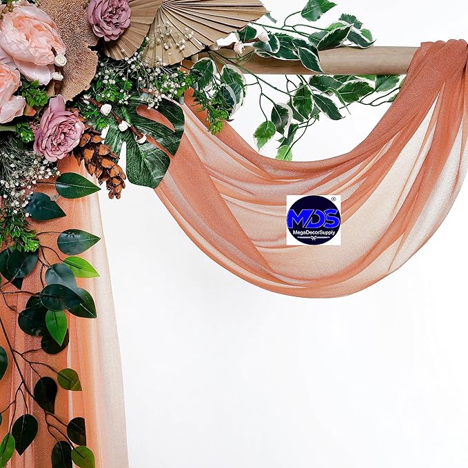 MDS Halloween Chiffon Draping Fabric - 1 Panel, 30" Wide x 40ft Long - Sheer Spooky Arbor & Canopy Drapery for Haunted House Backdrops, Party Ceilings, DIY Costumes & Themed Events - Coral Peach