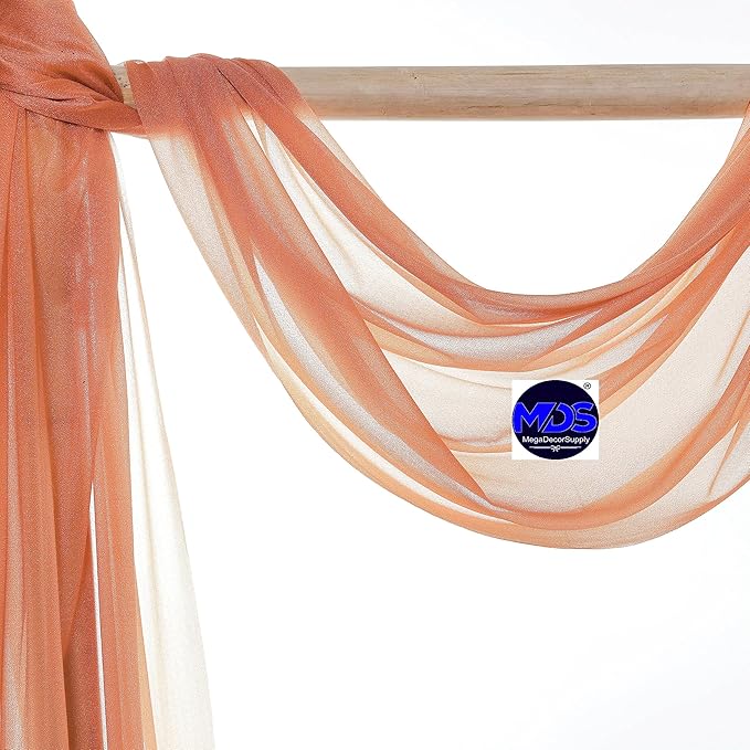 MDS Halloween Chiffon Draping Fabric - 2 Panel, 30" Wide x 50ft Long - Sheer Spooky Arbor & Canopy Drapery for Haunted House Backdrops, Party Ceilings, DIY Costumes & Themed Events - Coral Peach