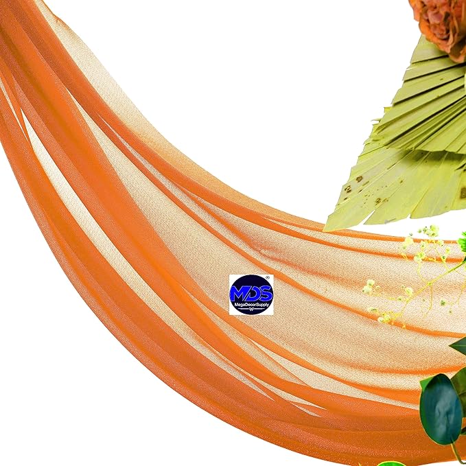 MDS Halloween Chiffon Draping Fabric - 2 Panel, 30" Wide x 50ft Long - Sheer Spooky Arbor & Canopy Drapery for Haunted House Backdrops, Party Ceilings, DIY Costumes & Themed Events - Orange