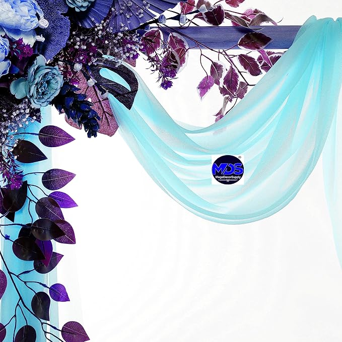 MDS Halloween Chiffon Draping Fabric - 1 Panel, 30" Wide x 100ft Long - Sheer Spooky Arbor & Canopy Drapery for Haunted House Backdrops, Party Ceilings, DIY Costumes & Themed Events - Teal