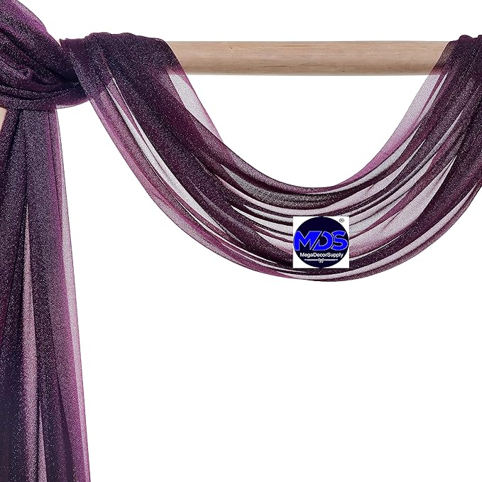 MDS Halloween Chiffon Draping Fabric - 1 Panel, 30" Wide x 30ft Long - Sheer Spooky Arbor & Canopy Drapery for Haunted House Backdrops, Party Ceilings, DIY Costumes & Themed Events - Eggplant