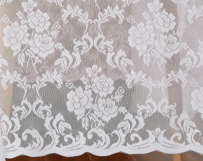 LinenZone White Round Tablecloth for Rustic Vintage Decor. Sheer Lace Works Great As Wedding, Thanksgiving or Christmas Tablecloth (Mia 70 Round, White)