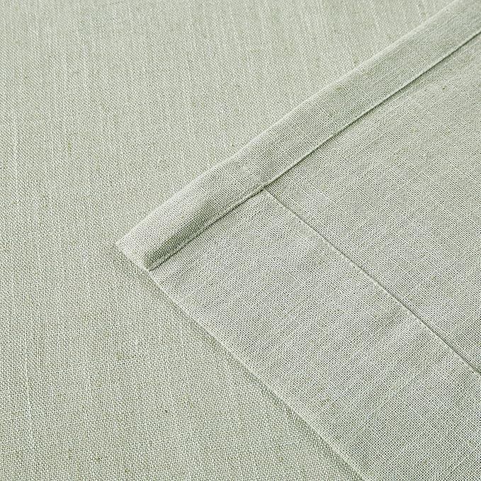Vision Home Soft Green Pinch Pleated Semi Sheer Curtains Textured Linen Blended Light Filtering Window Curtains 102 inch for Living Room Bedroom Pinch Pleat Drapes with Hooks 2 Panels 40" Wx102 L
