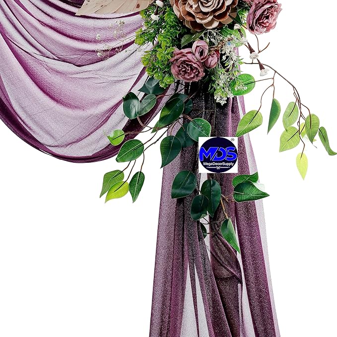MDS Halloween Chiffon Draping Fabric - 2 Panel, 30" Wide x 40ft Long - Sheer Spooky Arbor & Canopy Drapery for Haunted House Backdrops, Party Ceilings, DIY Costumes & Themed Events - Eggplant