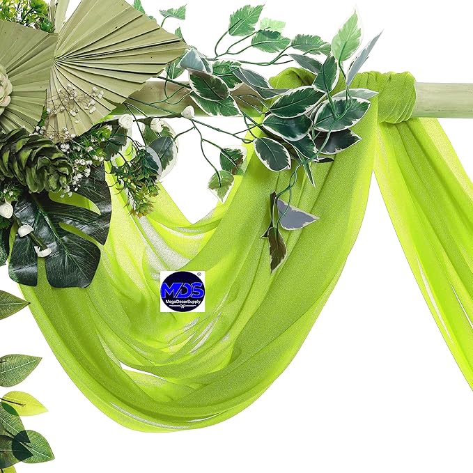 MDS Halloween Chiffon Draping Fabric - 1 Panel, 30" Wide x 100ft Long - Sheer Spooky Arbor & Canopy Drapery for Haunted House Backdrops, Party Ceilings, DIY Costumes & Themed Events - Parrot Green