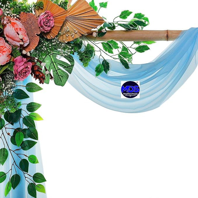 MDS Halloween Chiffon Draping Fabric - 1 Panel, 30" Wide x 50ft Long - Sheer Spooky Arbor & Canopy Drapery for Haunted House Backdrops, Party Ceilings, DIY Costumes & Themed Events - Turquoise