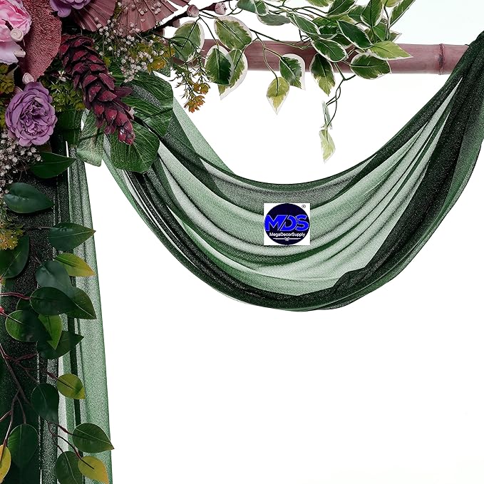 MDS Halloween Chiffon Draping Fabric - 2 Panel, 30" Wide x 20ft Long - Sheer Spooky Arbor & Canopy Drapery for Haunted House Backdrops, Party Ceilings, DIY Costumes & Themed Events - Hunter Green